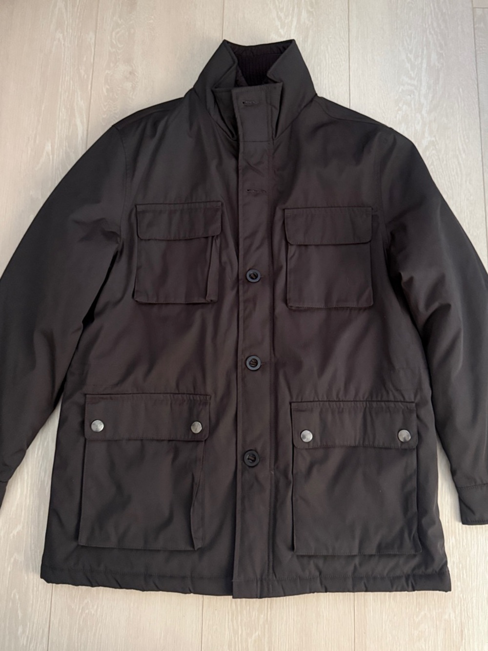 Nautica Dark Brown Military Field Jacket with Flap Pockets